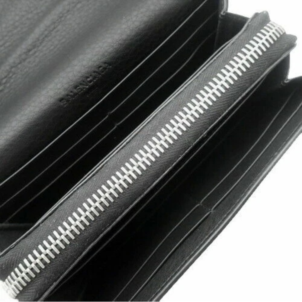 Balenciaga Paper Manny Zip Around Leather Wallet Large Black Envelope Snap NIP - Picture 3 of 16